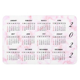 Íman Magnet de Calendário de Marble Rosa Personalizado 