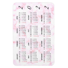 Íman Magnet de Calendário de Marble Rosa Personalizado 