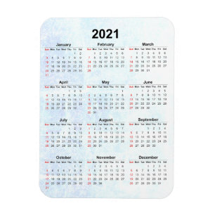 Íman Magnet de Calendário Mensal 2021 Texturizado