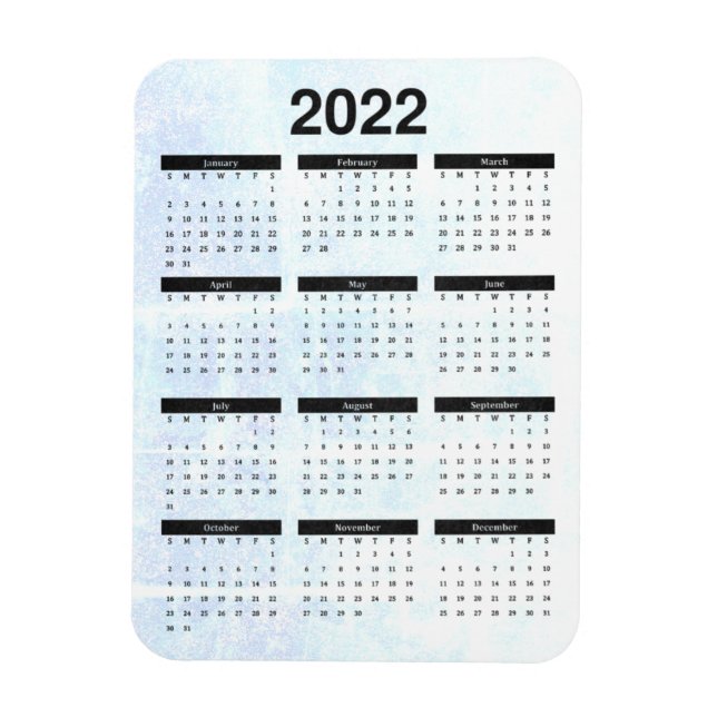 Íman Magnet de Calendário Mensal 2022 Texturizado (Vertical)