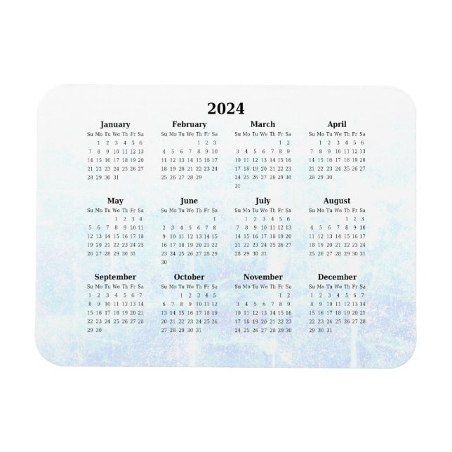 Íman Magnet de Calendário Mensal 2024 Texturizado (Horizontal)