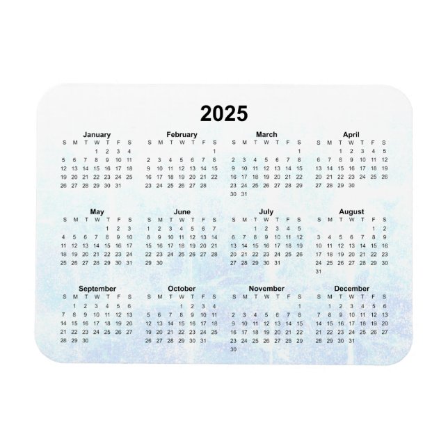 Íman Magnet de Calendário Mensal 2025 Texturizado (Horizontal)