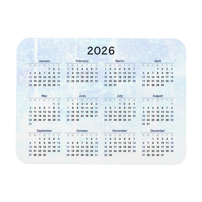 Íman Magnet de Calendário Mensal 2026 Texturizado (Horizontal)