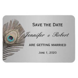 Íman Magnet De Casamento De Pavão De Elegância Silver