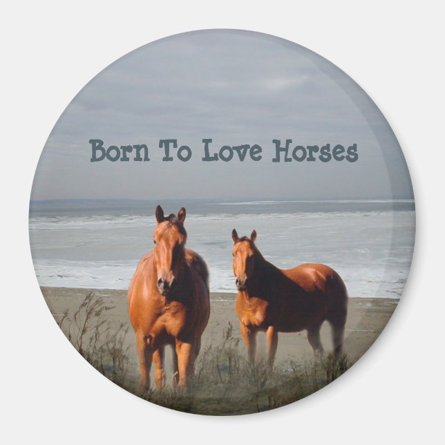 Íman Magnet de Cavalos de Praia (Frente)