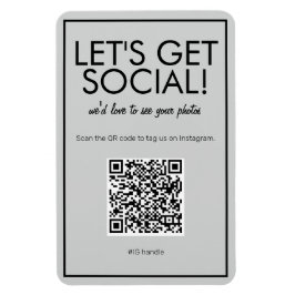 Íman Magnet de Código QR de Mídia Social de Cinza Básic