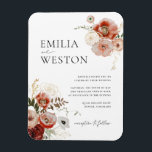 Íman Magnet de Convite para Casamentos outono da Boêmia<br><div class="desc">Este Autono Bohemiano Invitation Magnet da Coleção Emilia apresenta flores desenhadas à mão em tons de burgundy,  rosa e ouro. Personalize-o com seus detalhes de forma fácil e rápida. Basta pressionar o botão 'personalizar' para reorganizar e formatar o estilo e a posição do texto.</div>