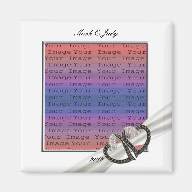 Íman Magnet de Corações Diamantes Pretos e Brancos (Frente)