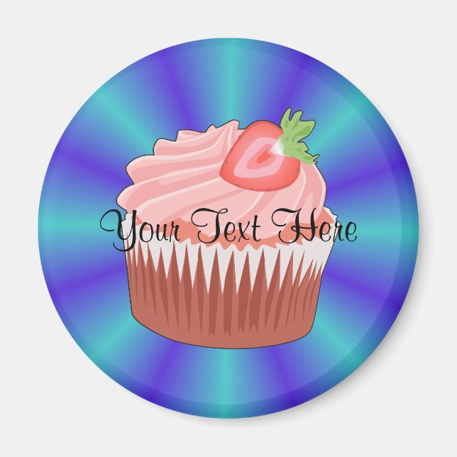 Íman Magnet de Cupcake de Morango (Frente)