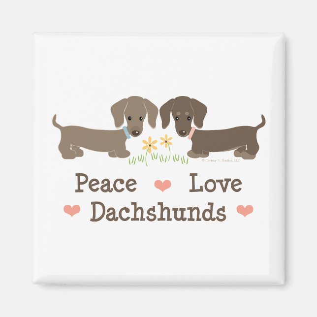 Íman Magnet de Dachshances Peace Love (Frente)