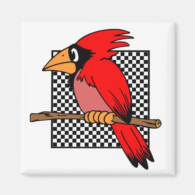 ÍMAN MAGNET DE DESIGN DE AVES CARDINHEIRO (Frente)
