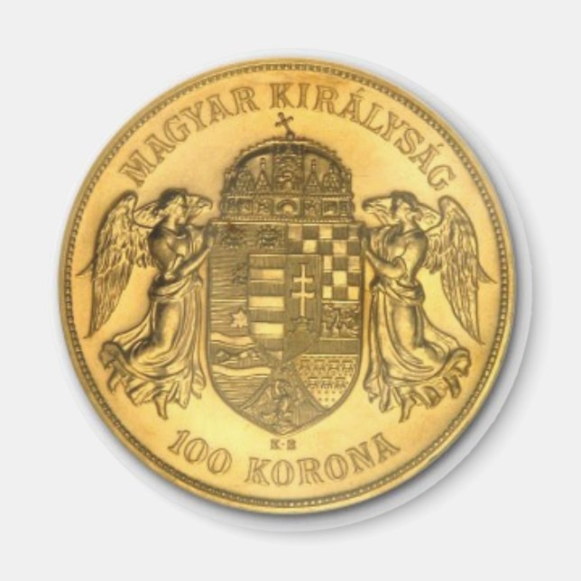 Íman Magnet de Design de Moedas de Corona Dourada Húnga (Frente)