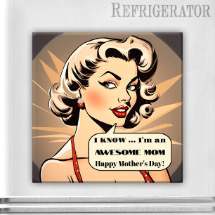 Íman Magnet de Dia de as mães de Cartoon Retro Engraçad