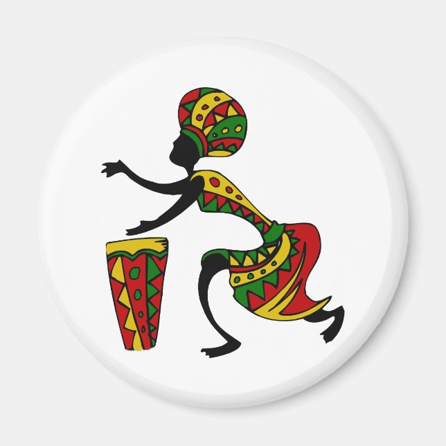 Íman Magnet De Drummer Africano Animado (Frente)