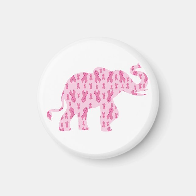Íman Magnet de Elefante de Ribbin Rosa (Frente)