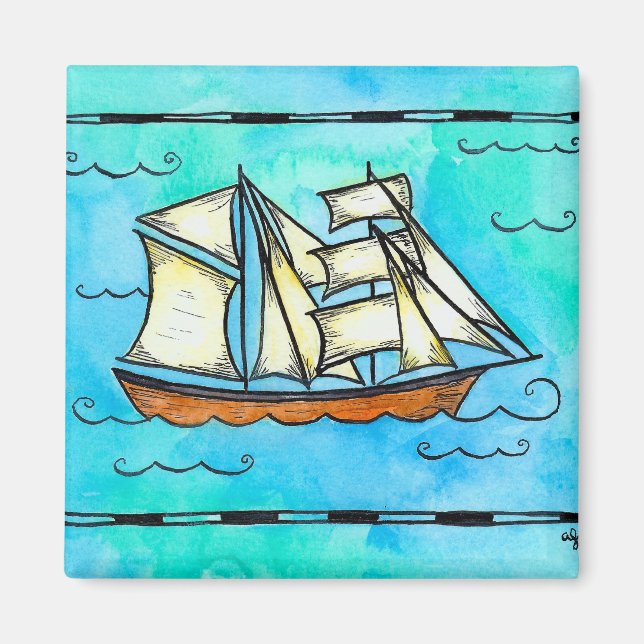 Íman Magnet de Envio Alto - Navio Pirata Brigantino (Frente)