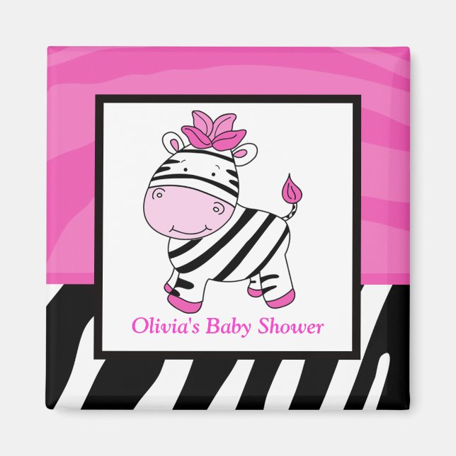 Íman Magnet De Favor Da Selva Selvagem De Zebra Rosa (Frente)