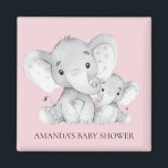 Íman Magnet de Favor do Chá de fraldas Elefante Rosa<br><div class="desc">Um imã de elefante giro para um chá de fraldas feminino. Altere o plano de fundo clicando em personalizar e usar o nosso selecionador de cores!. Itens correspondentes disponíveis em nosso compro.</div>