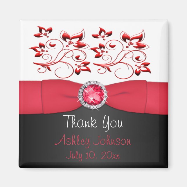 Íman Magnet de Favor do Partido Vermelho, Preto e Branc (Frente)