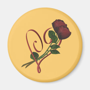 Íman Magnet de Flor do Coração Vermelho do Rosa vermelh