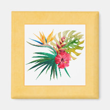 Magnet de Flores Tropicais de Aquarela