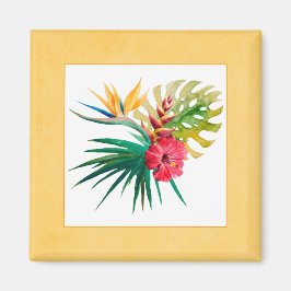 Íman Magnet de Flores Tropicais de Aquarela