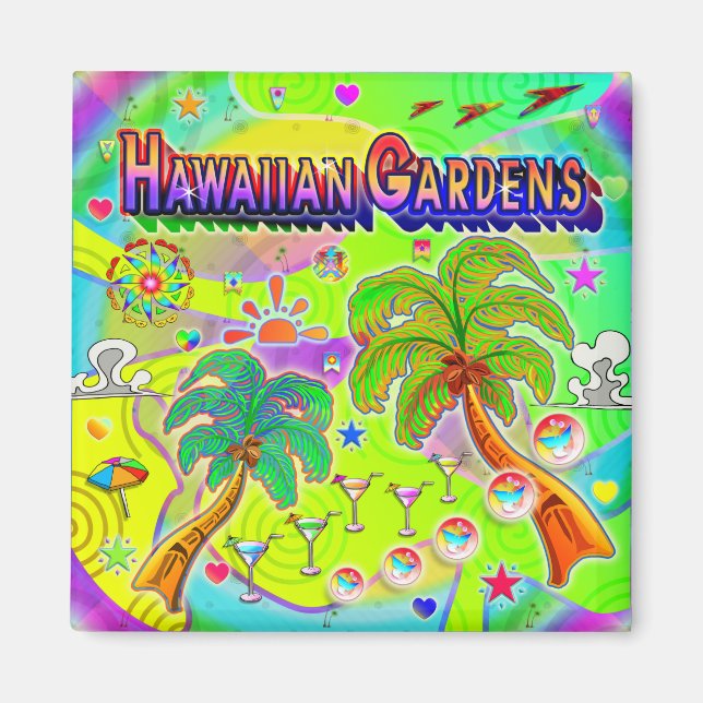 Íman Magnet de Foco dos Jardins Havaianos (Frente)