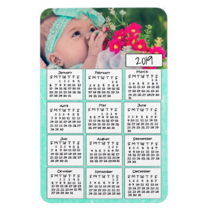 Íman Magnet de Foto Teal Personalizada para Calendário