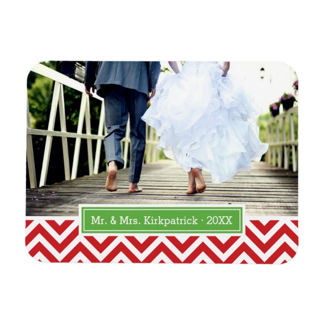 Íman Magnet de Fotografia do Monograma de Feriado Chevr (Horizontal)