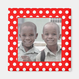 Íman Magnet de Fotografias da Bolinhas Branca Vermelha
