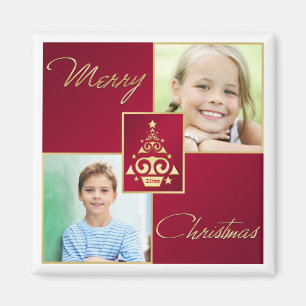 Íman Magnet de Fotografias de Árvore de Natal Vermelha,