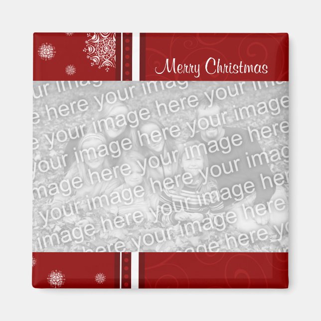 Íman Magnet de Fotos de Natal Red Merry (Frente)