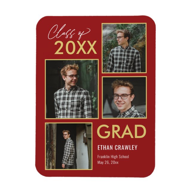 Íman Magnet de Graduação de COR EDITÁVEL da Galeria Est (Vertical)