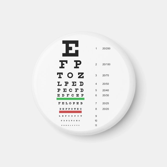 Íman Magnet De Gráfico De Olhos Snellen (Frente)