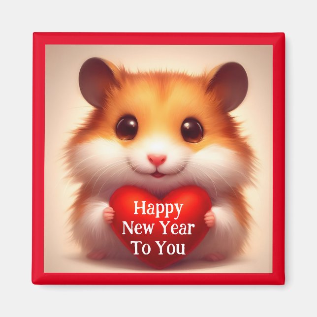 Íman Magnet de Hamster de Ano Novo (Frente)