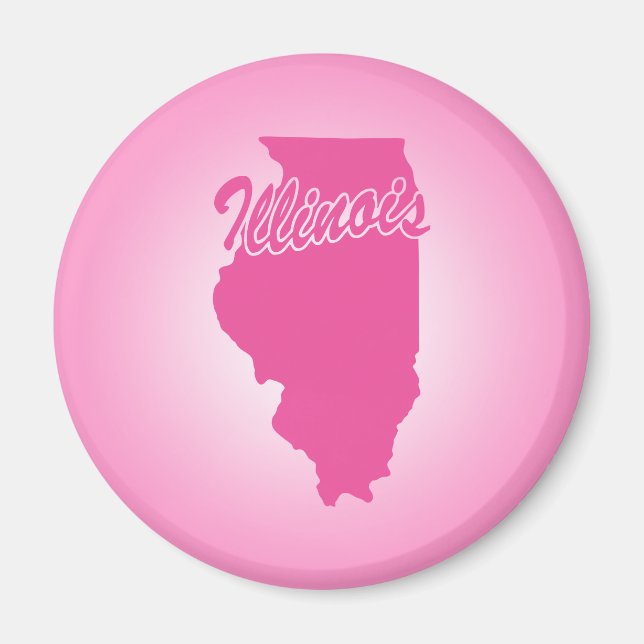 Íman Magnet de Illinois rosa (Frente)