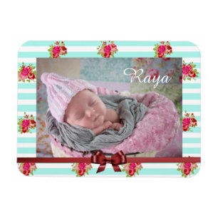Íman Magnet de Impressão de Fotografia Floral, Teal e R