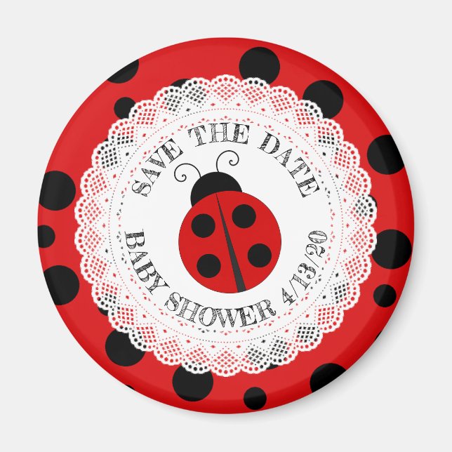 Íman Magnet de Lembrete de Chá de fraldas Ladybug verme (Frente)