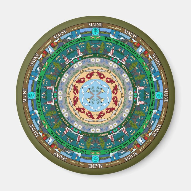 Íman Magnet de Mandala, Estado do Maine (Frente)