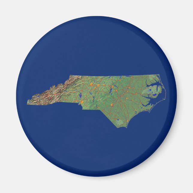 Íman Magnet de Mapa da Carolina do Norte (Frente)