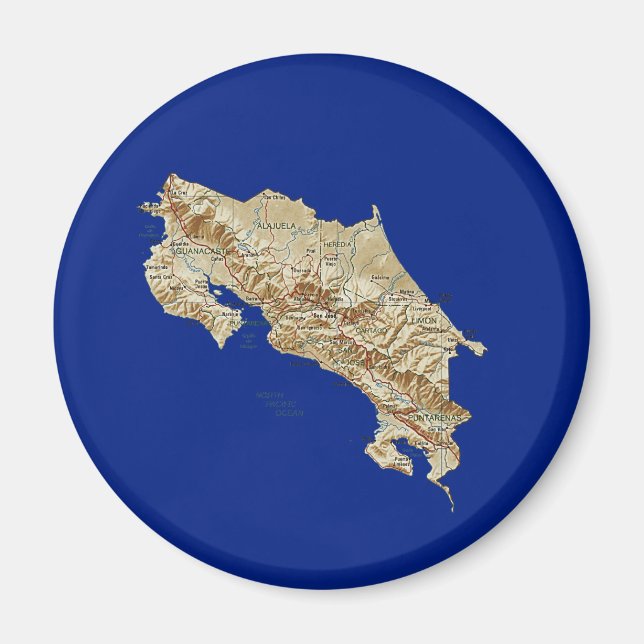 Íman Magnet de Mapa da Costa Rica (Frente)