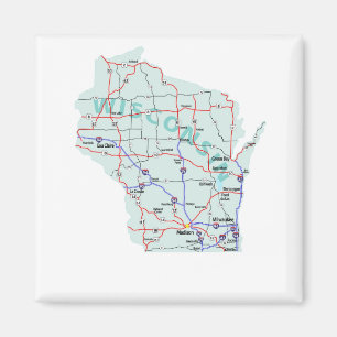 Íman Magnet de Mapa Interestadual de Wisconsin
