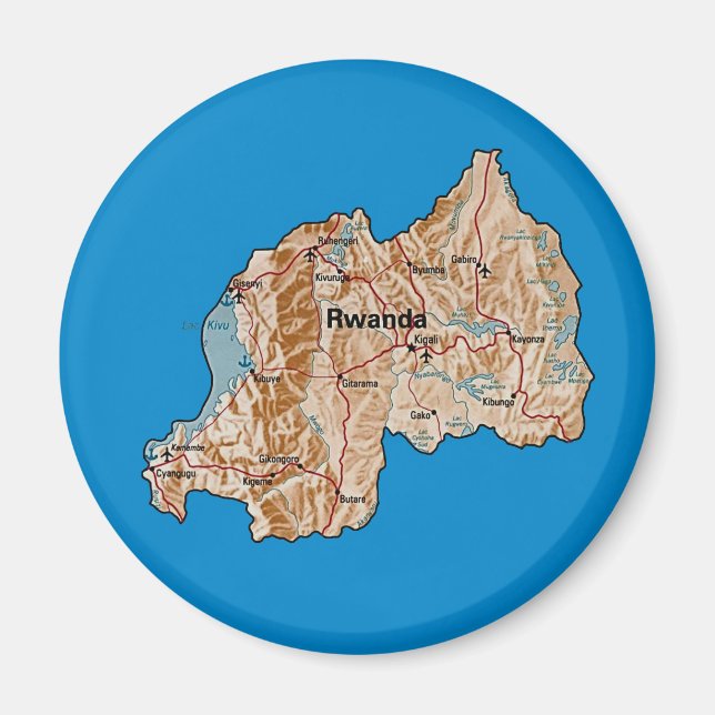 Íman Magnet de Mapa Ruanda (Frente)