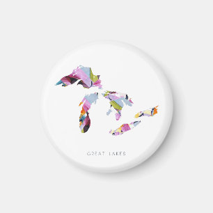 Íman Magnet de Mapa Silhuístico Minimalista dos Lagos e