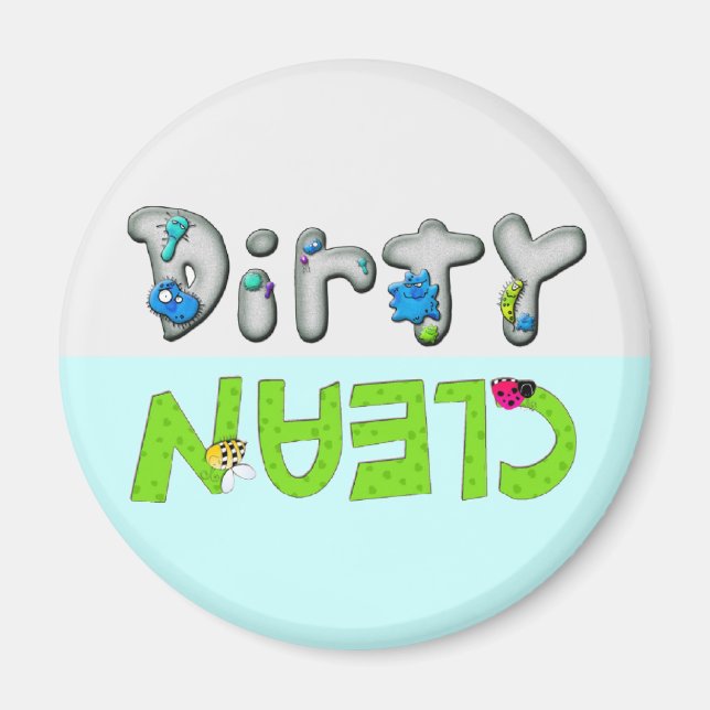 Íman Magnet de máquina de lavar louça suja e limpa para (Frente)