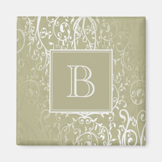 Íman Magnet de Monograma Amarelo Elegante (Frente)