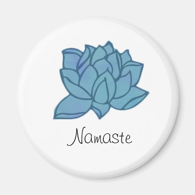 Íman Magnet de Namaste do Lotus Azul (Frente)