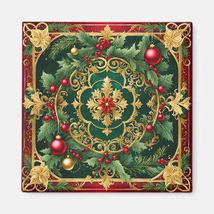 Íman Magnet de Natal Dourado Verde Vermelho