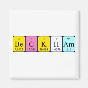 Íman Magnet de nome de mesa periódica da Beckham