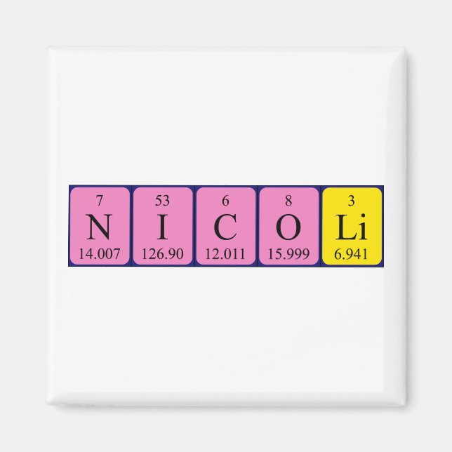 Íman Magnet de nome de mesa periódica de Nicoli (Frente)